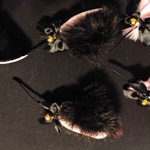 Elegant Black and Pink Fur Hair Clips